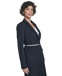 Calvin Klein Women's Pinstripe Belted One-Button Jacket