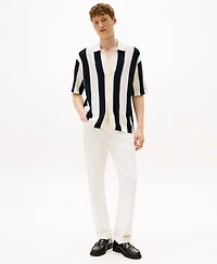 Tommy Hilfiger Men's Stripe Button Front Open Knit Shirt