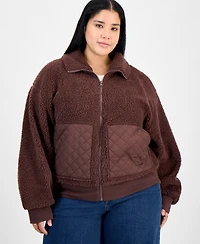 Hippie Rose Trendy Plus Fleece Quilted-Pocket Jacket