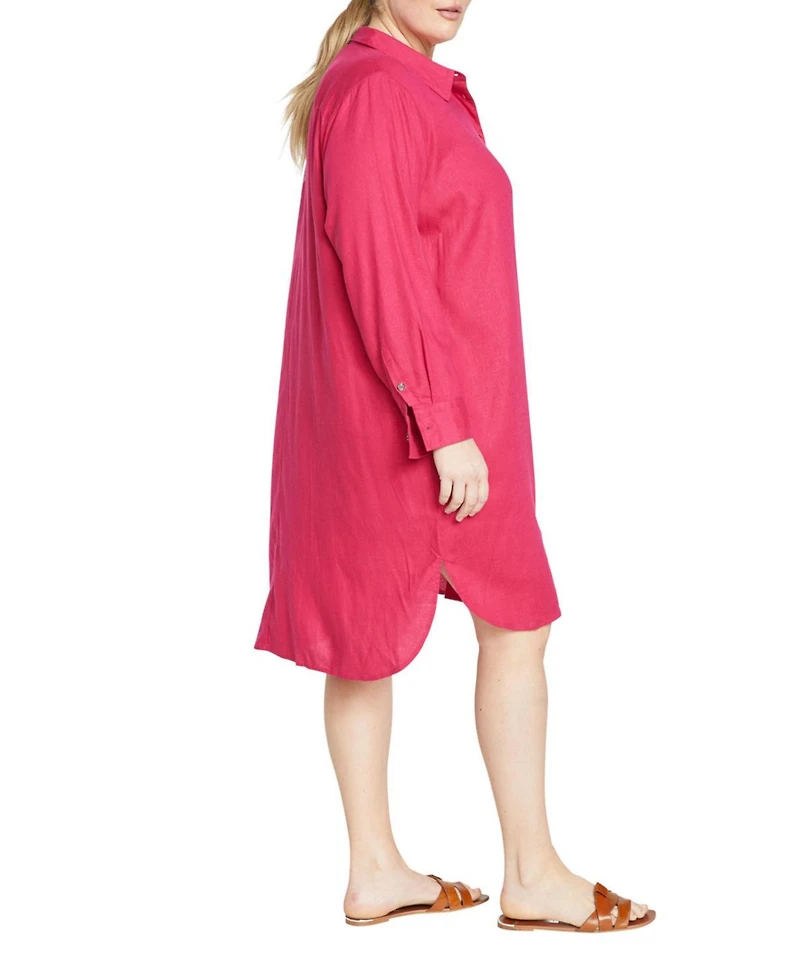Universal Standard Womens Plus Seaside Linen Shirtdress