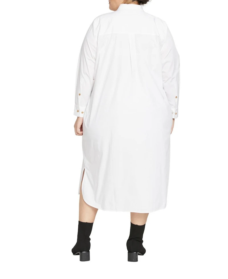 Universal Standard Womens Plus Odeon Stretch Poplin Shirtdress
