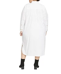 Universal Standard Womens Plus Odeon Stretch Poplin Shirtdress