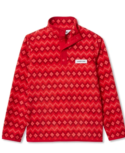 Lands' End Girls Heritage Fleece Snap Neck Pullover Top