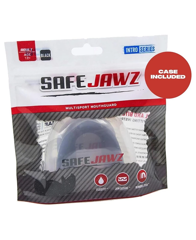 SafeJawz Intro Slim Fit Sports Mouth Guard with Case for Football, Basketball, Mma, Hockey, Lacrosse, Wrestling - Adult 12+ Years Yellow