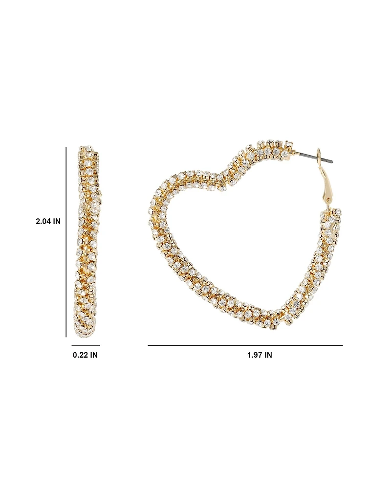 BCBGeneration Crystal Heart Hoop Earrings