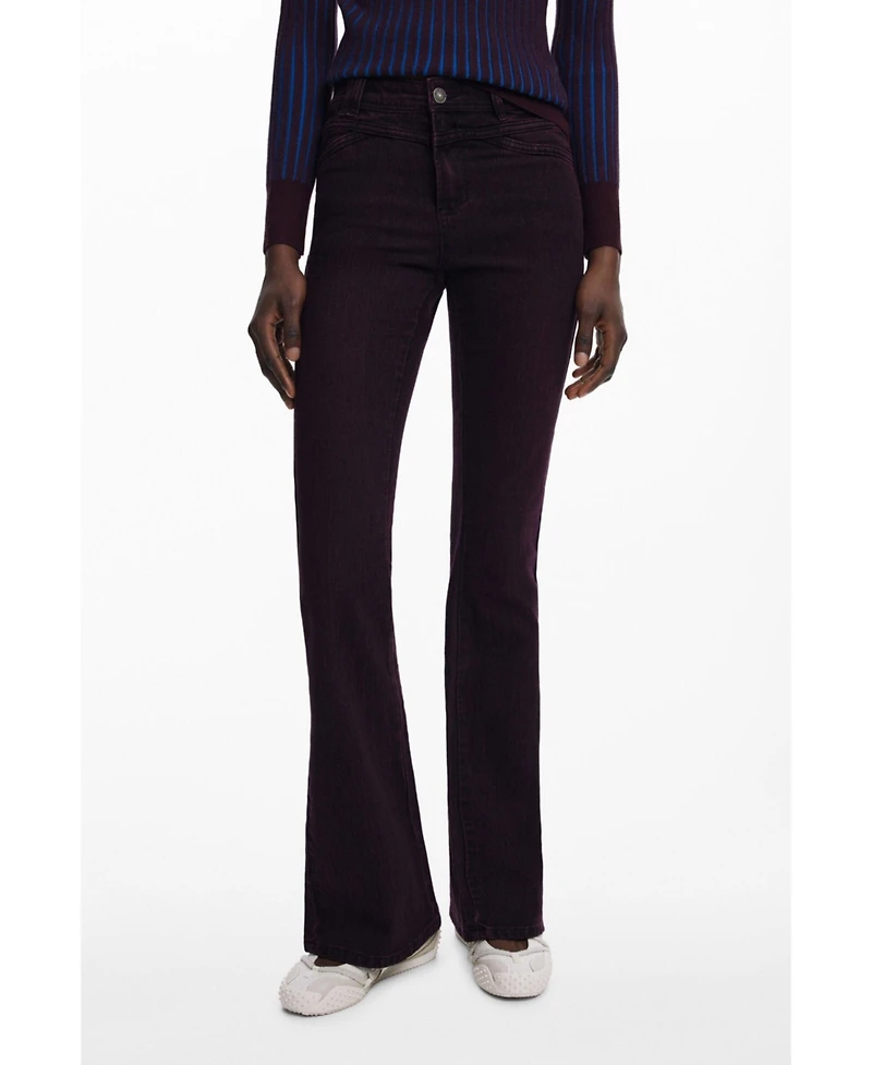 Desigual Women's Burgundy flare jeans
