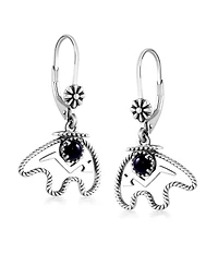 American West Jewelry Sterling Silver Black Agate Bear Lever Back Earrings