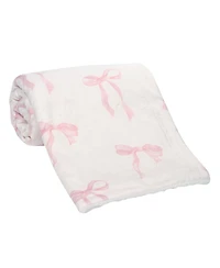 Lambs & Ivy Coquette Floral Pink Bows Aesthetic Warm Fleece Baby Blanket