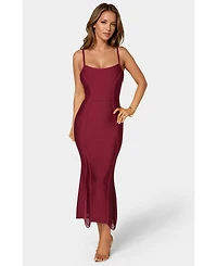 Bebe Women's Fringe Inset Bandage Midi Dress