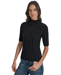 Dkny Jeans Women's Mock Neck Cotton Rib Knit Sweater