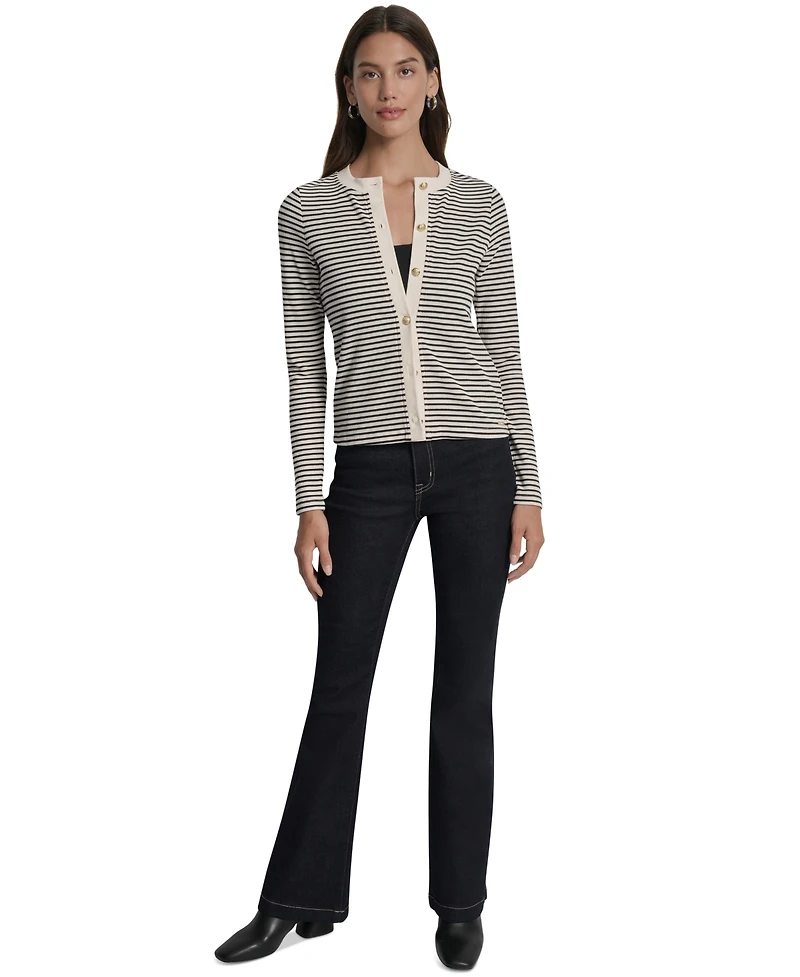 Dkny Jeans Women's Striped Button-Front Cardigan