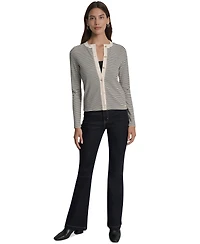 Dkny Jeans Women's Striped Button-Front Cardigan