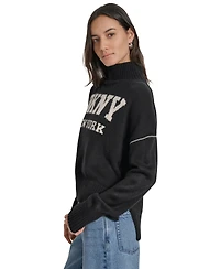 Dkny Jeans Women's Intarsia Logo Turtleneck Sweater
