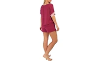 Tahari Women's 2 Piece Cooling Short Sleeve Top and Shorts with Satin Hem Pajama Set