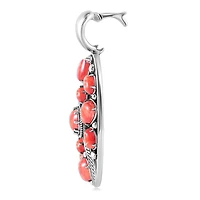 American West Jewelry Sterling Silver Red Spiny Oyster Oval Leaf Pendant Enhancer