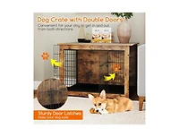 Akiudex Dog Crate Furniture with Cushion and Double Doors for Small/Medium Dogs