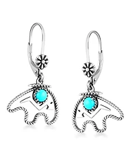 American West Jewelry Sterling Silver Sleeping Beauty Turquoise Bear Lever Back Earrings