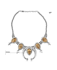 American West Jewelry Sterling Silver Picture Jasper Pear-Cut Squash Blossom Necklace, 17 to 20 Inches