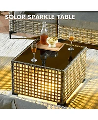 Xizzi Outdoor Patio Furniture Set,8 Pieces Rattan Sectional Cozy Sofa,Patio Conversation Sets with Swivel Chairs and Solar Coffee Table