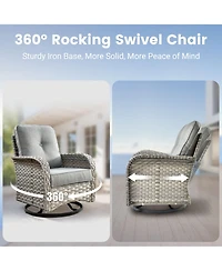 Xizzi Outdoor Patio Furniture Set,8 Pieces Rattan Sectional Cozy Sofa,Patio Conversation Sets with Swivel Chairs and Solar Coffee Table