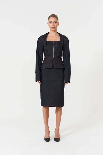 Jendue Us Women's Davidson Denim Corset Jacket Unique Style