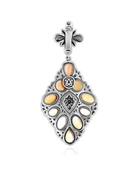 American West Jewelry Sterling Silver Yellow Mother of Pearl Diamond Shaped Cluster Pendant Enhancer