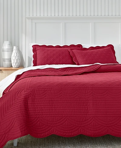 Charter Club Bailey Scallop 3-Pc. Quilt Set, King