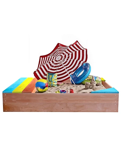 Cesicia Children's Wooden Sandbox, Sandpit ,Kids Wood Playset Outdoor Backyard ,47.25"L x47.25"W x 7.87"H