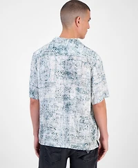 Guess Short Sleeve Paisley Button-Front Camp Shirt