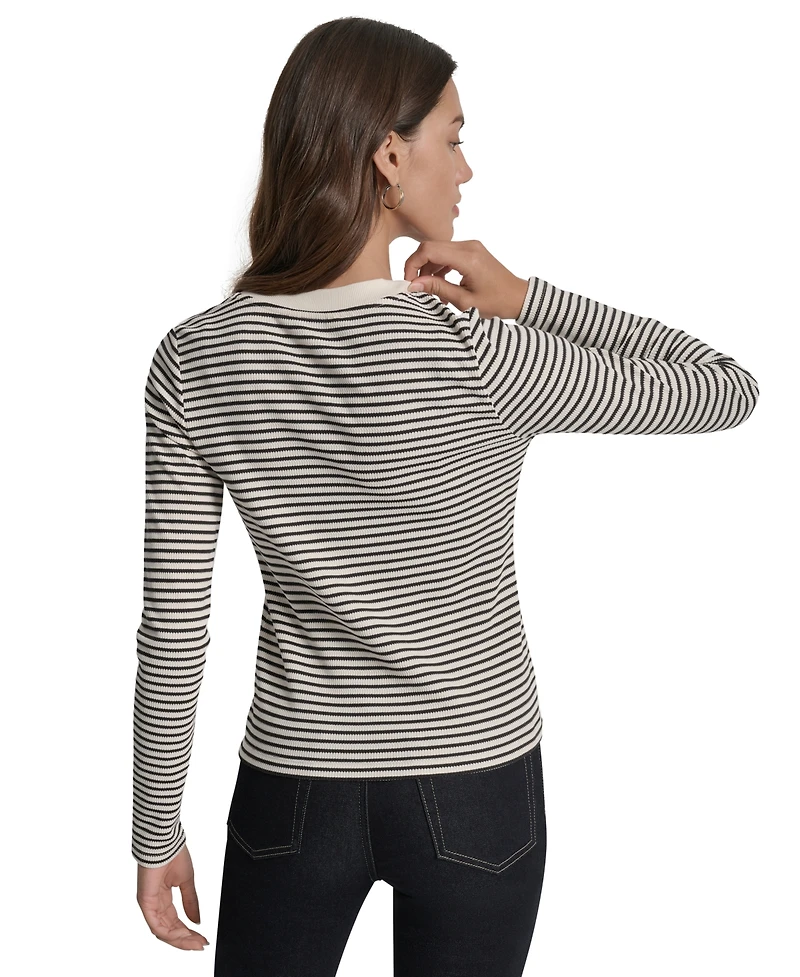 Dkny Jeans Women's Striped Button-Front Cardigan