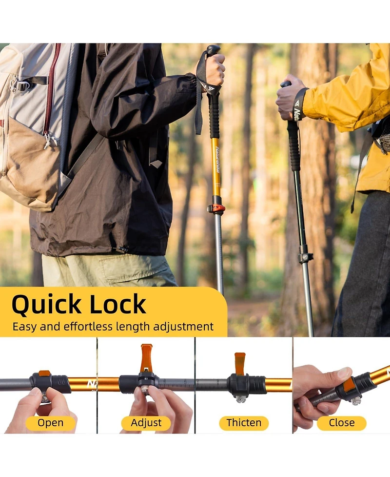 Naturehike 1pc Ultralight Trekking Pole - Adjustable Hiking Sticks w/Secure Lock, Eva Grip,4 Colors, 50-135cm (20-53in) for Adults & Kids