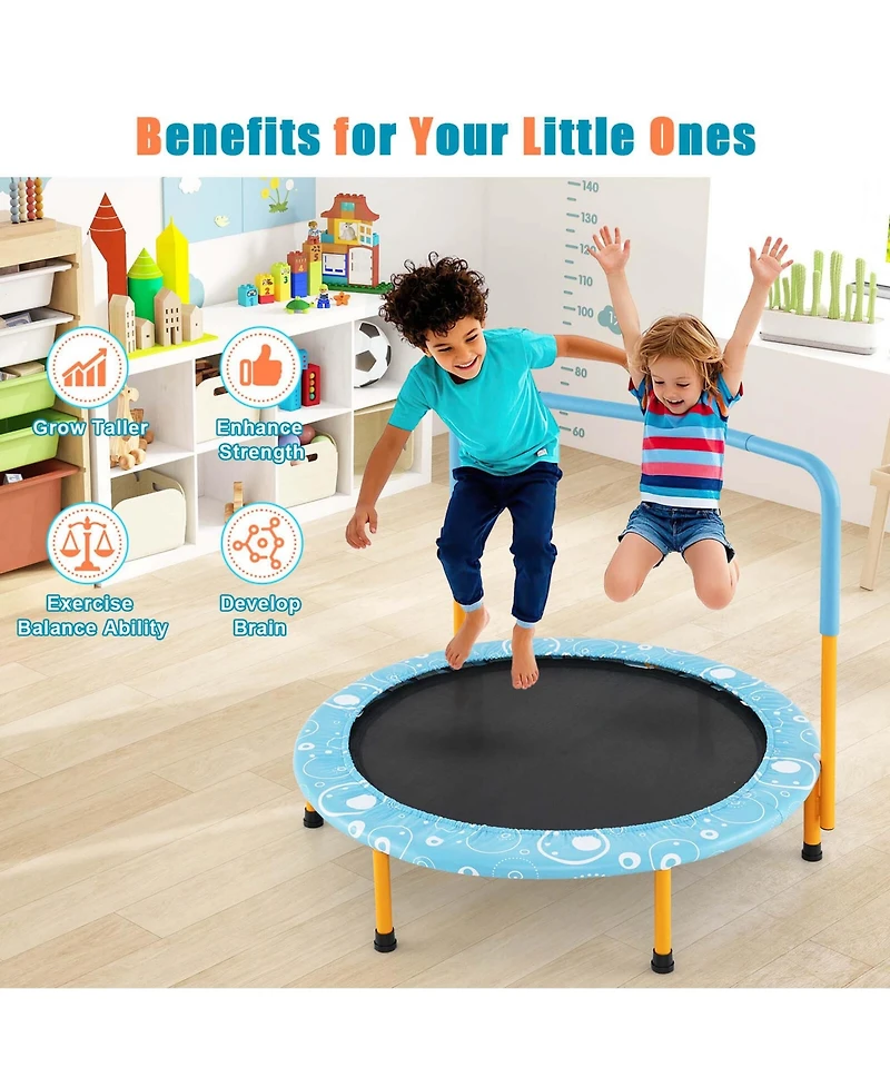 36'' Kids Trampoline Rebounder W/Full Covered Handrail