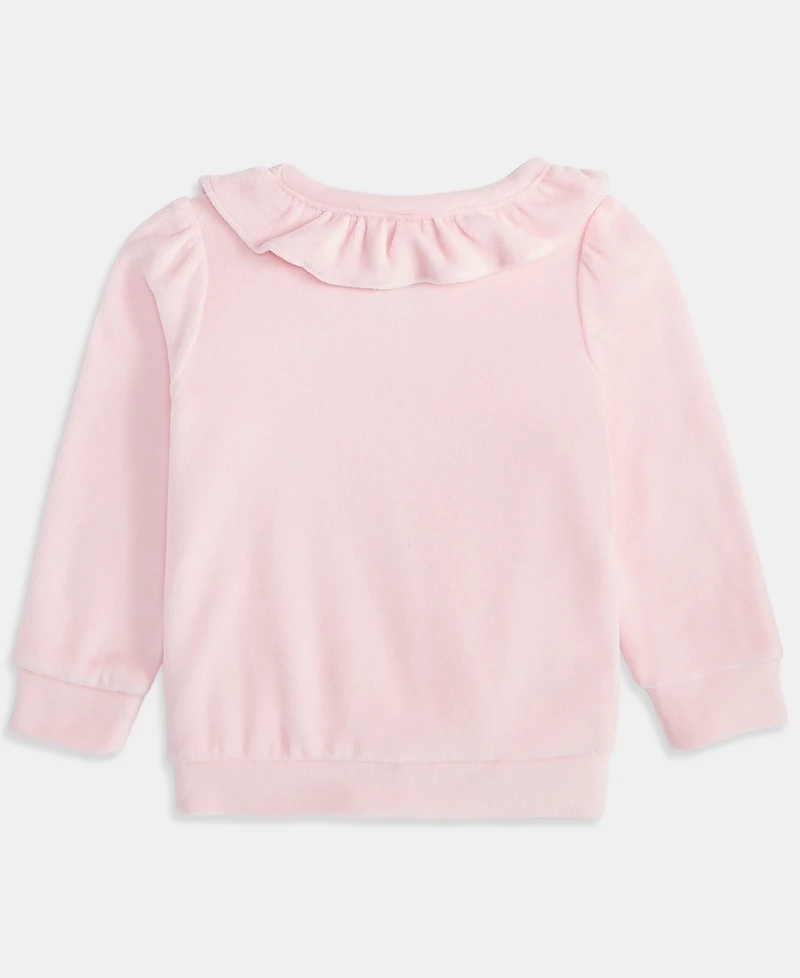 First Impressions Baby Girls Long-Sleeve Ruffle-Neck Velour Top, Macy's Exclusive