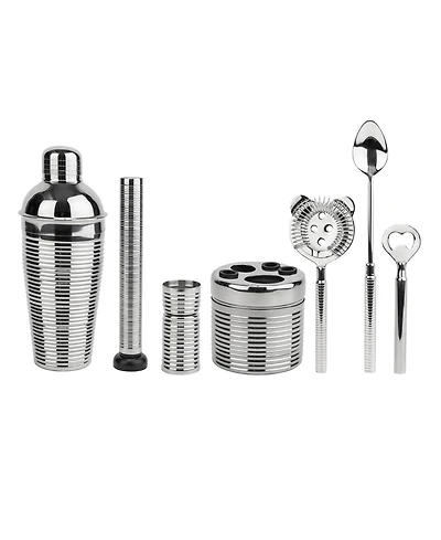 French Home Textured Stainless-Steel Barware, Set of 7