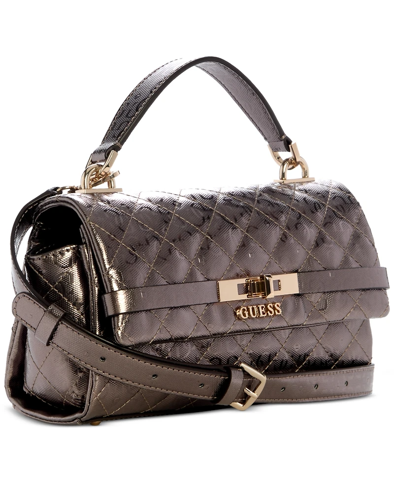 Guess Idra Small Top Handle Quilted Flap Crossbody