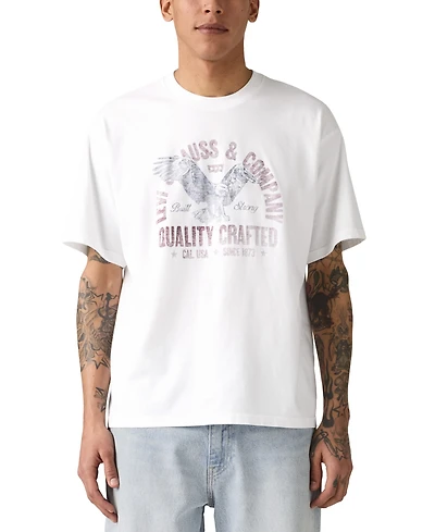 Levi's Men's Relaxed Fit Cropped Short Sleeve Crewneck Logo T-Shirt