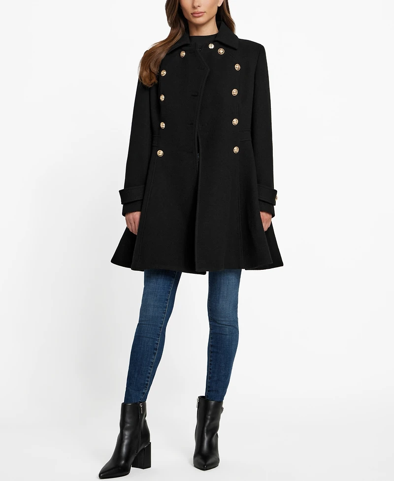 Guess Women's Double-Breasted Skirted Coat