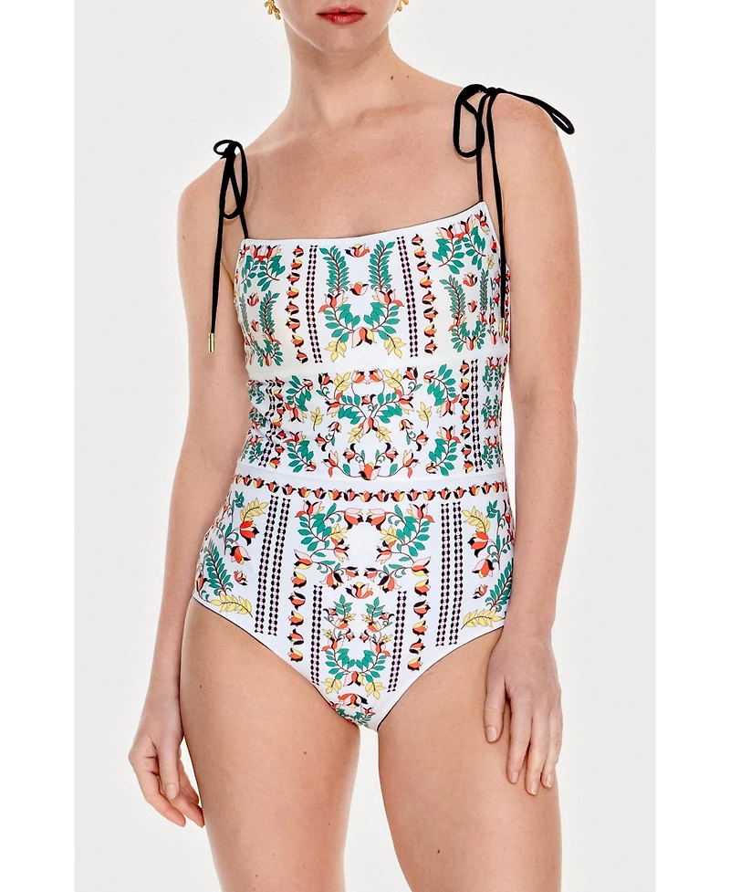 Jessie Zhao New York Midnight Garden Reversible One-Piece Swimsuit