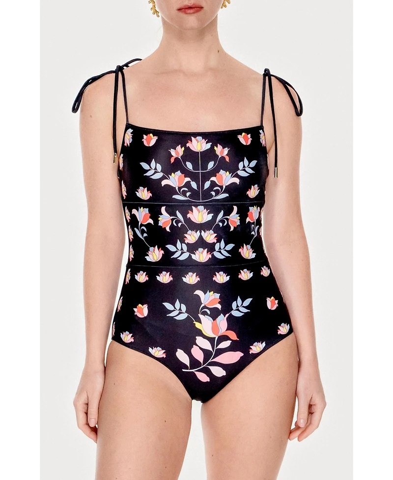 Jessie Zhao New York Midnight Garden Reversible One-Piece Swimsuit