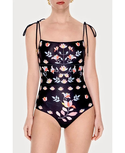 Jessie Zhao New York Midnight Garden Reversible One-Piece Swimsuit