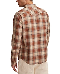 Lucky Brand Men's Dobby Western Long Sleeve Snap-Front Plaid Shirt