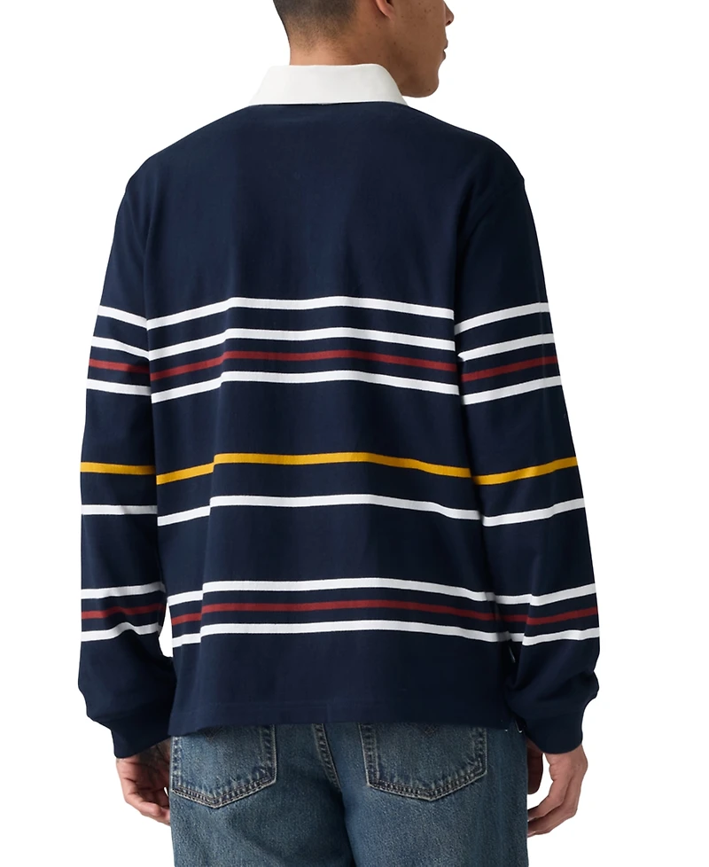 Levi's Men's Union Relaxed Fit Long Sleeve Striped Rugby Shirt