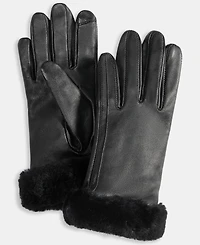 Ugg Sheepskin-Cuff Leather Gloves