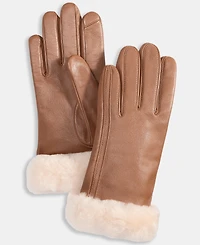 Ugg Sheepskin-Cuff Leather Gloves