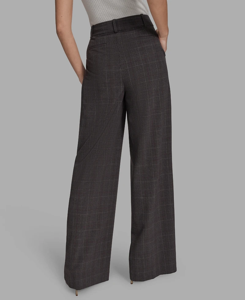 Bcbg Women's Plaid Wide-Leg Trousers