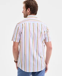 Club Room Men's Kara Stripe Short-Sleeve Button-Down Poplin Shirt, Macy's Exclusive