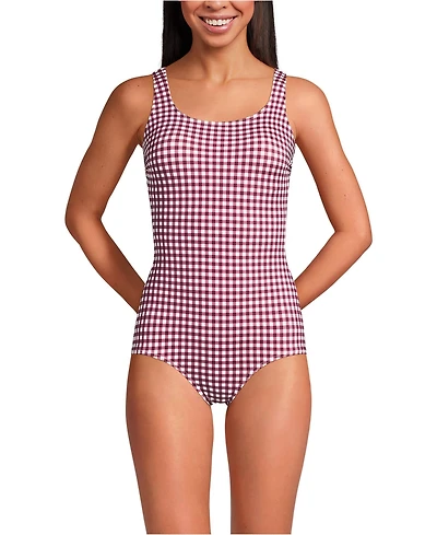 Lands' End Women's Tugless Low Leg One Piece Swimsuit