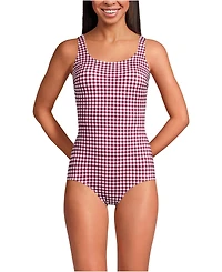 Lands' End Women's Tugless Low Leg One Piece Swimsuit