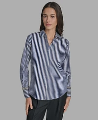 Bcbg Women's Striped Rhinestone-Cuff Shirt