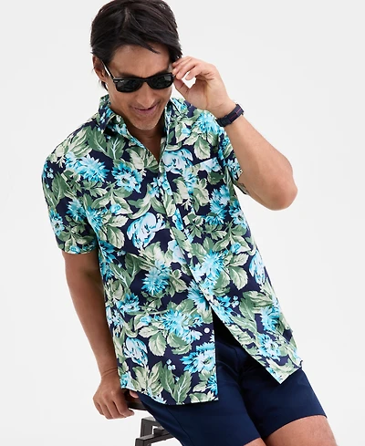 Club Room Men's Tapete Regular-Fit Stretch Floral Button-Down Poplin Shirt, Macy's Exclusive